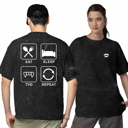 the vampire diaries oversized t shirt - eat sleep tvd repeat tv & movies t-shirt black buy online india the banyan tee tbt men women girls boys unisex