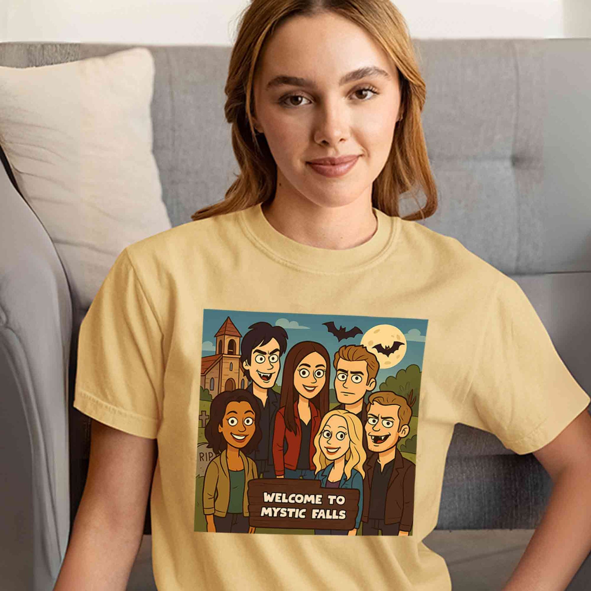 the vampire diaries welcome to mystic falls t-shirt tv & movies buy online united states us the banyan tee tbt men women girls boys unisex beige