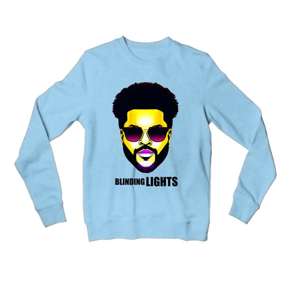 the weeknd blinding lights sweatshirt upper winterwear music band buy online united states usa the banyan tee tbt men women girls boys unisex baby blue
