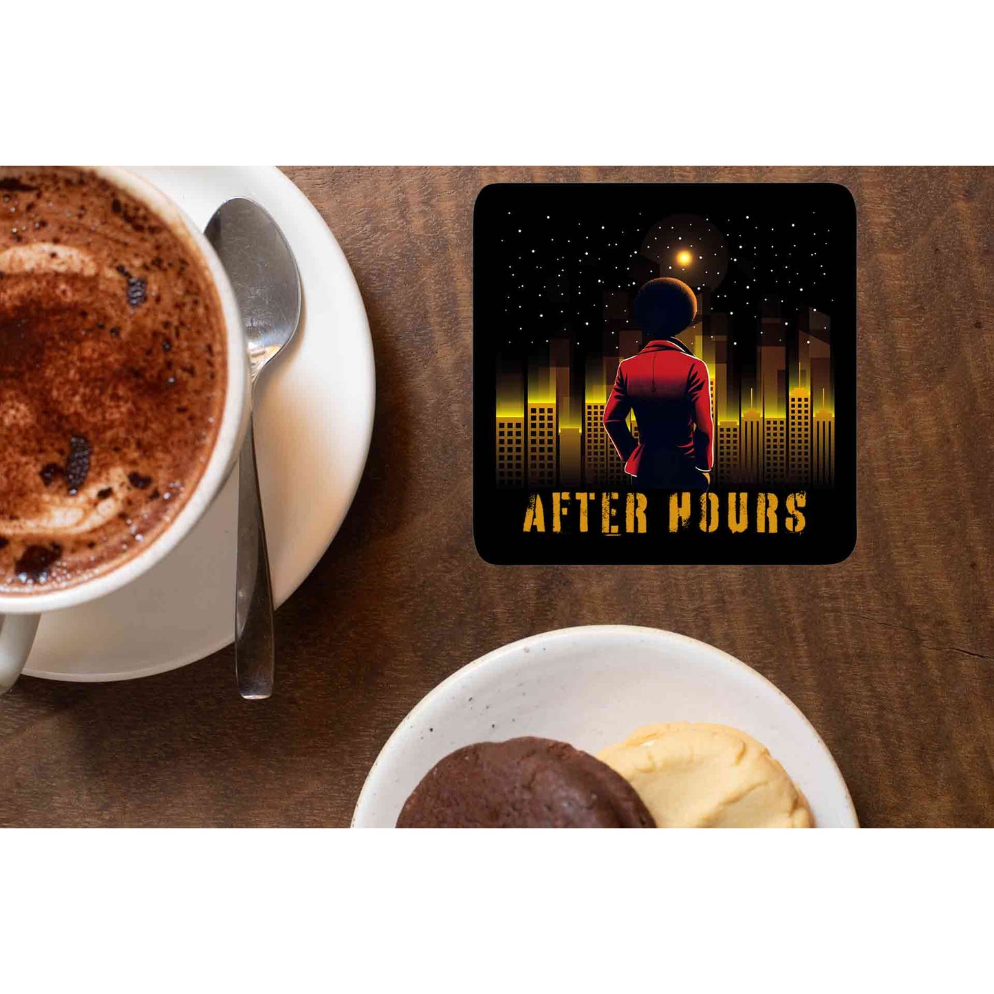 the weeknd after hours fanart coasters wooden table cups indian music band buy online india the banyan tee tbt men women girls boys unisex
