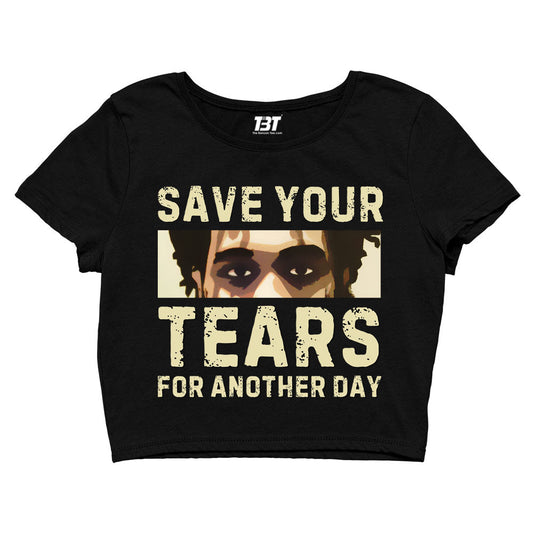 the weeknd save your tears crop top music band buy online united states of america usa the banyan tee tbt men women girls boys unisex black