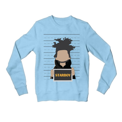 the weeknd starboy sweatshirt upper winterwear music band buy online united states of america usa the banyan tee tbt men women girls boys unisex baby blue