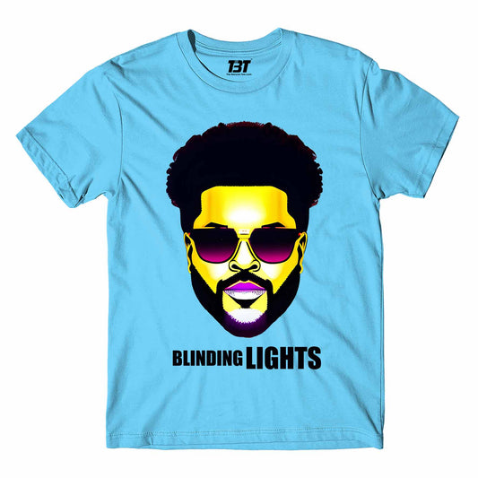 the weeknd blinding lights t-shirt music band buy online united states of america usa the banyan tee tbt men women girls boys unisex sky blue