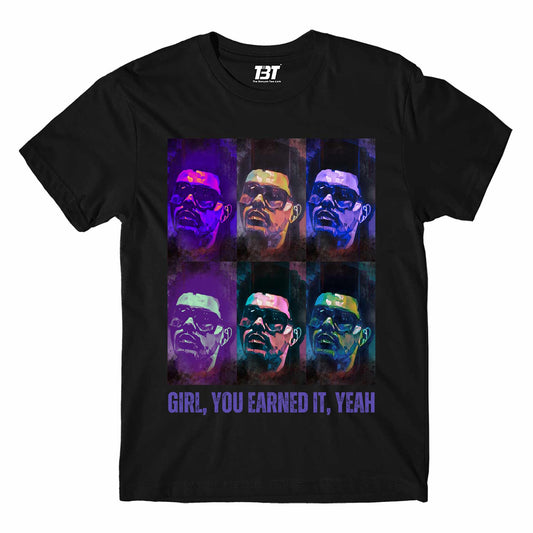 the weeknd earned it t-shirt music band buy online united states of america usa the banyan tee tbt men women girls boys unisex white