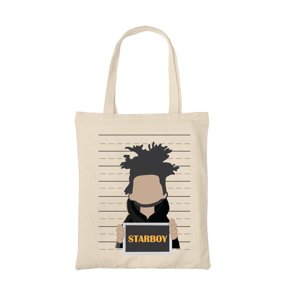 the weeknd star boy tote bag hand printed cotton women men unisex