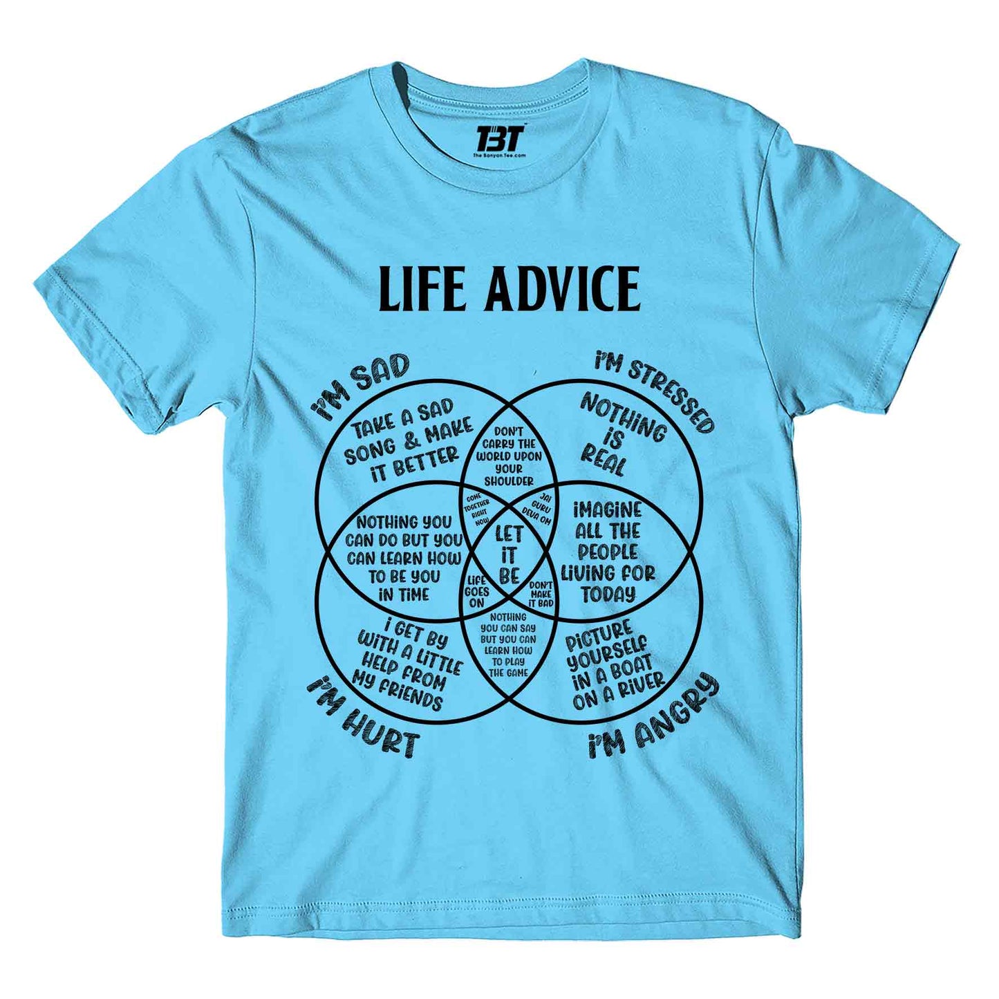 the beatles life advice t-shirt music band buy online united states of america usa the banyan tee tbt men women girls boys unisex sky blue