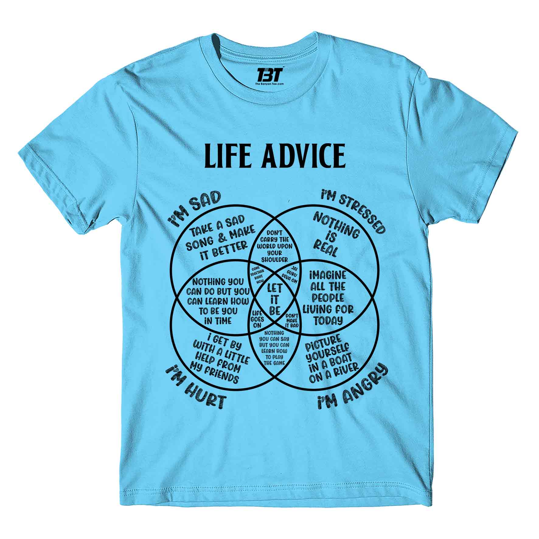 the beatles life advice t-shirt music band buy online united states of america usa the banyan tee tbt men women girls boys unisex sky blue