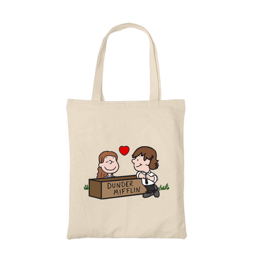 the office jim and pam tote bag hand printed cotton women men unisex