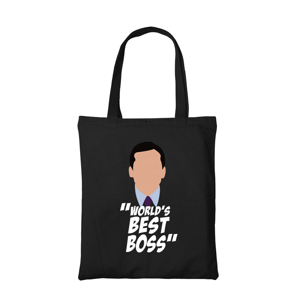 the office the worlds best boss tote bag hand printed cotton women men unisex