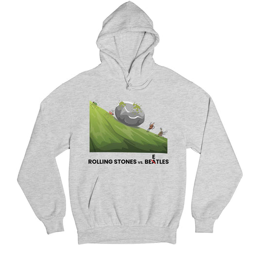 the rolling stones rolling stones vs. beetles hoodie hooded sweatshirt winterwear music band buy online usa united states of america the banyan tee tbt men women girls boys unisex gray