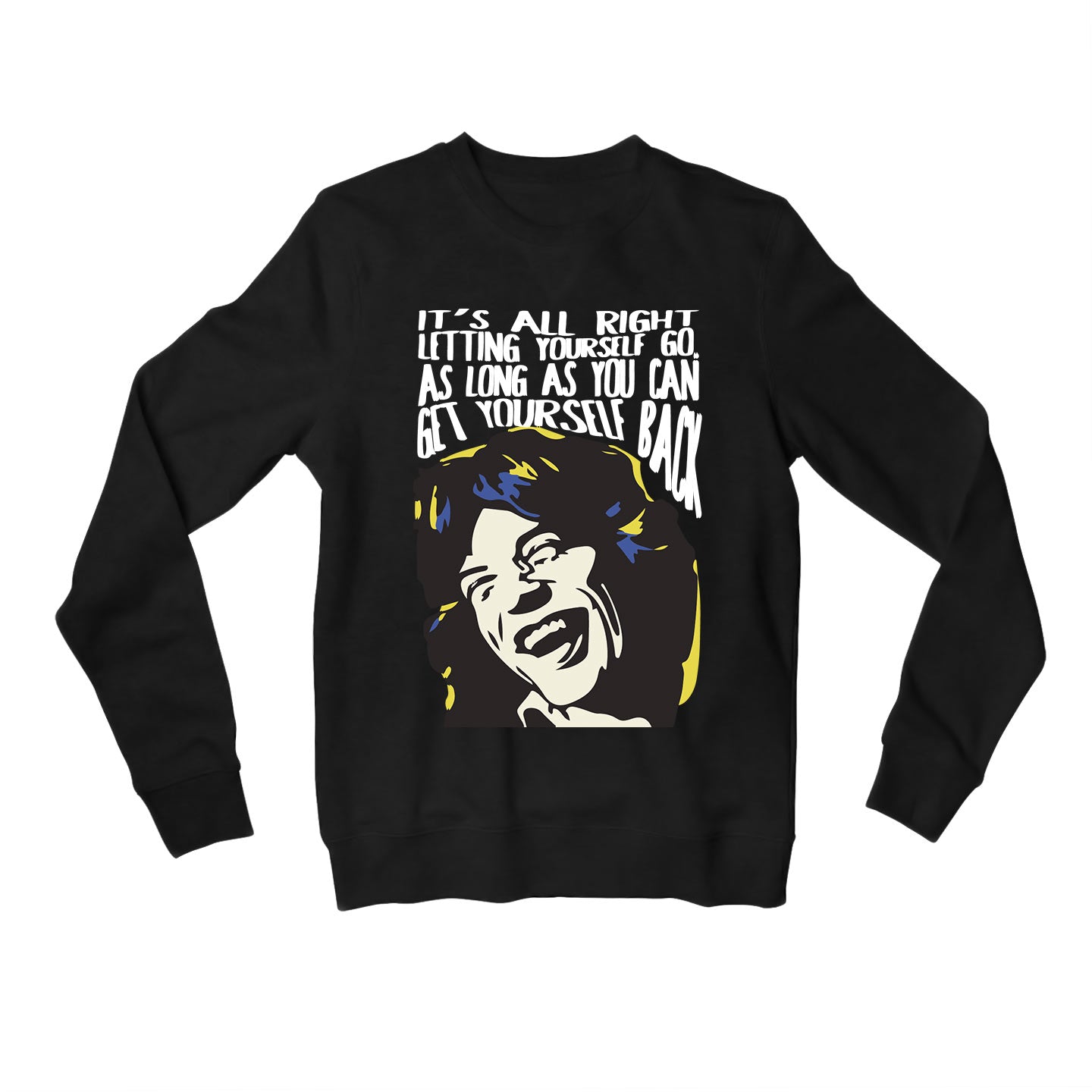 the rolling stones mick quote sweatshirt upper winterwear music band buy online united states of america usa the banyan tee tbt men women girls boys unisex black