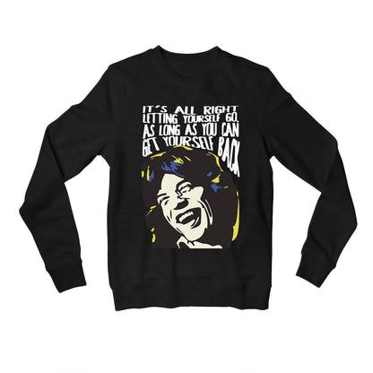 the rolling stones mick quote sweatshirt upper winterwear music band buy online united states of america usa the banyan tee tbt men women girls boys unisex black