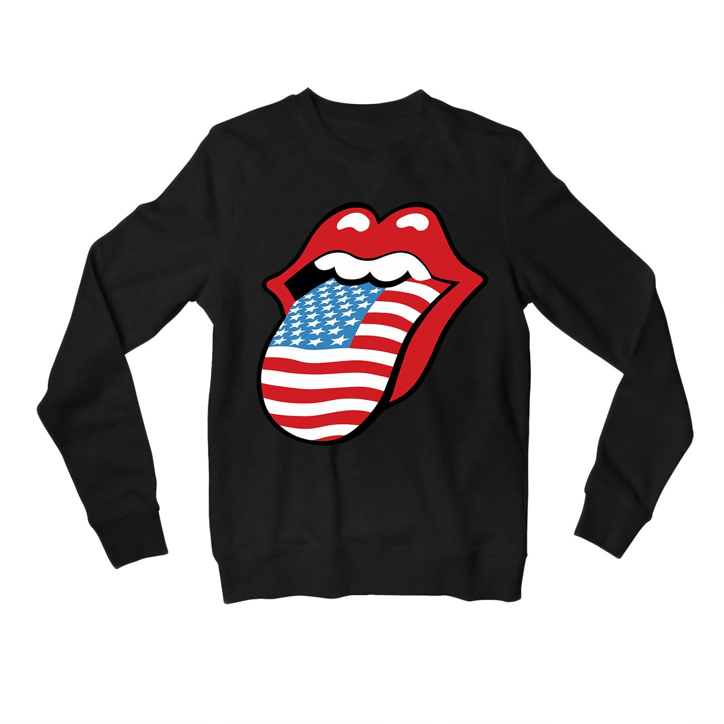 the rolling stones tongue sweatshirt upper winterwear music band buy online united states of america usa the banyan tee tbt men women girls boys unisex black