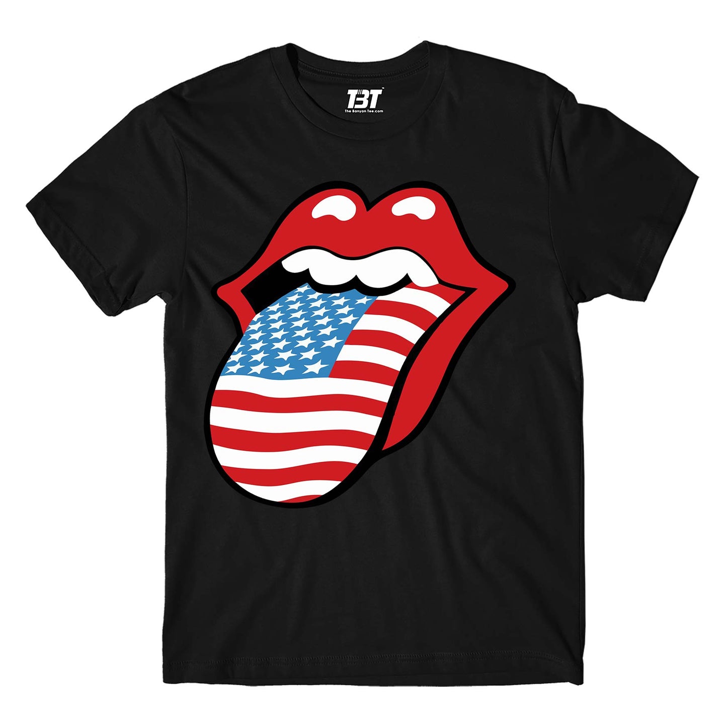 the rolling stones tongue t-shirt music band buy online usa united states the banyan tee tbt men women girls boys unisex black