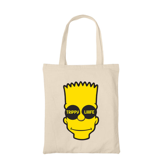 the simpsons trippy life tote bag hand printed cotton women men unisex