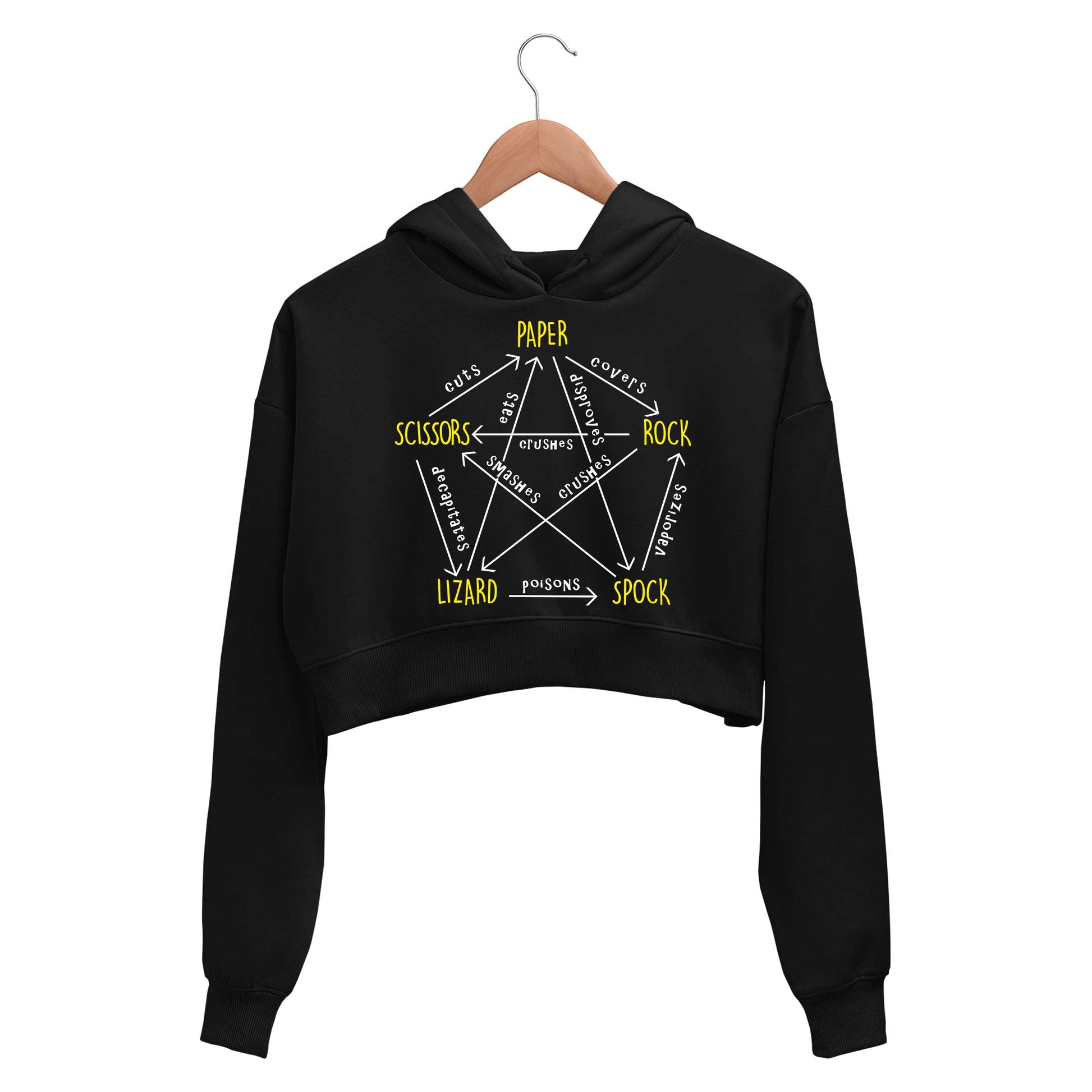 The Big Bang Theory Crop Hoodie - Rock Paper Scissors Crop Hooded Sweatshirt for Women The Banyan Tee TBT