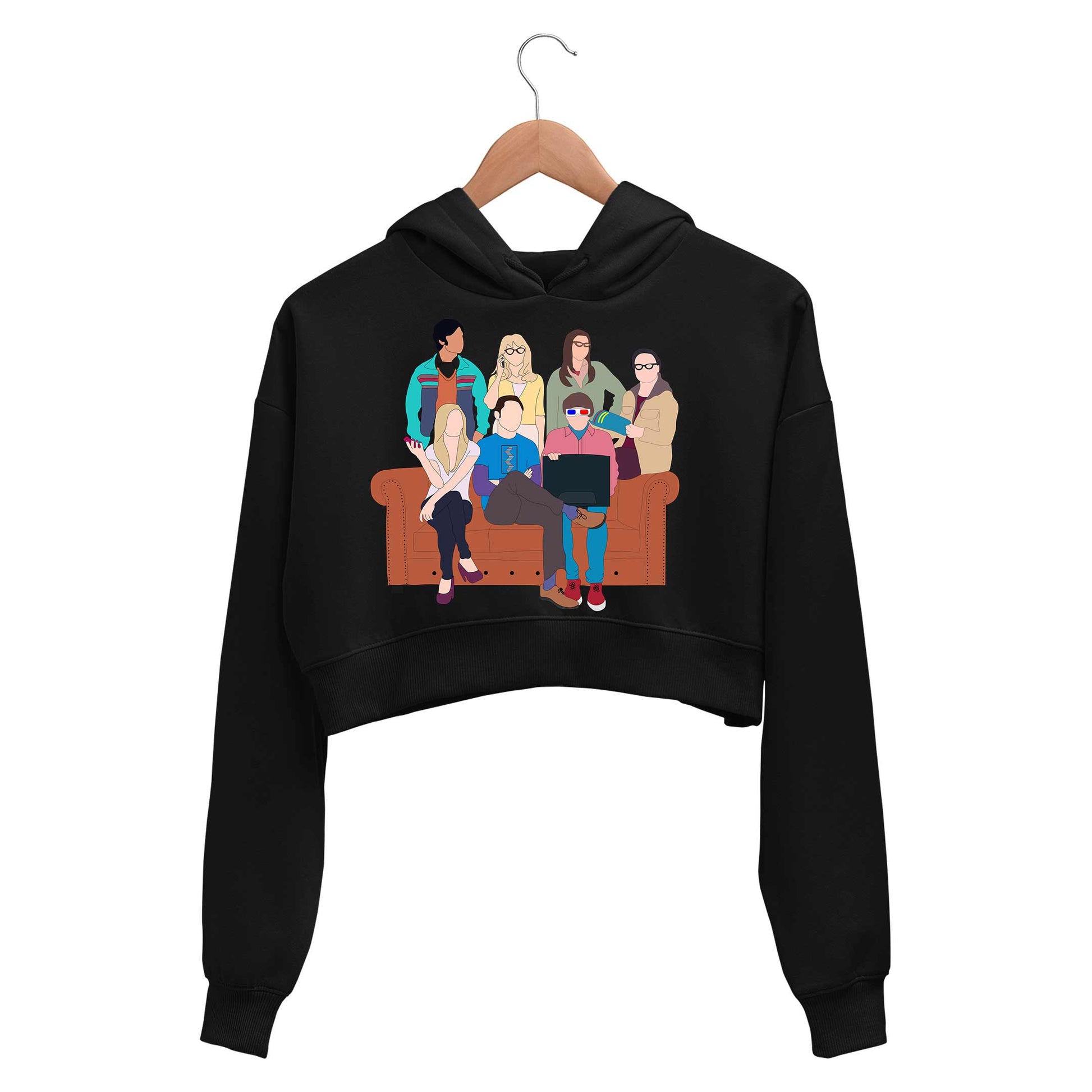 the big bang theory the gang crop hoodie hooded sweatshirt upper winterwear tv & movies buy online india the banyan tee tbt men women girls boys unisex black