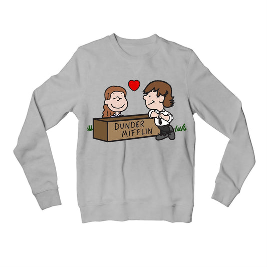 the office jim & pam sweatshirt upper winterwear tv & movies buy online united states of america usa the banyan tee tbt men women girls boys unisex gray