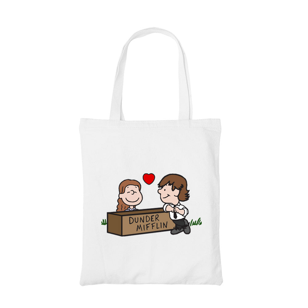 the office jim and pam tote bag hand printed cotton women men unisex