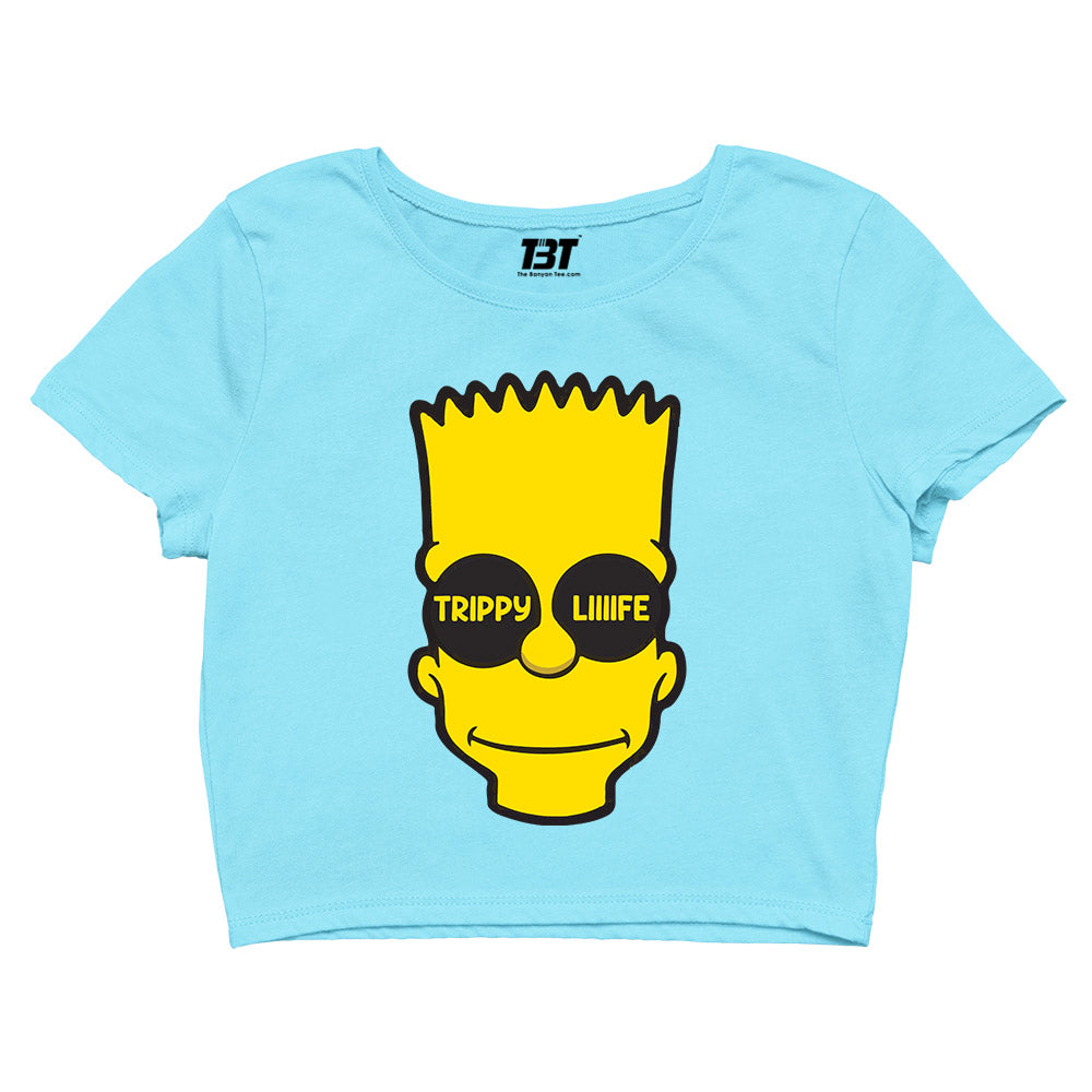 the simpsons trippy life crop top tv & movies buy online united states of america usa the banyan tee tbt men women girls boys unisex Sky Blue - bart simpson