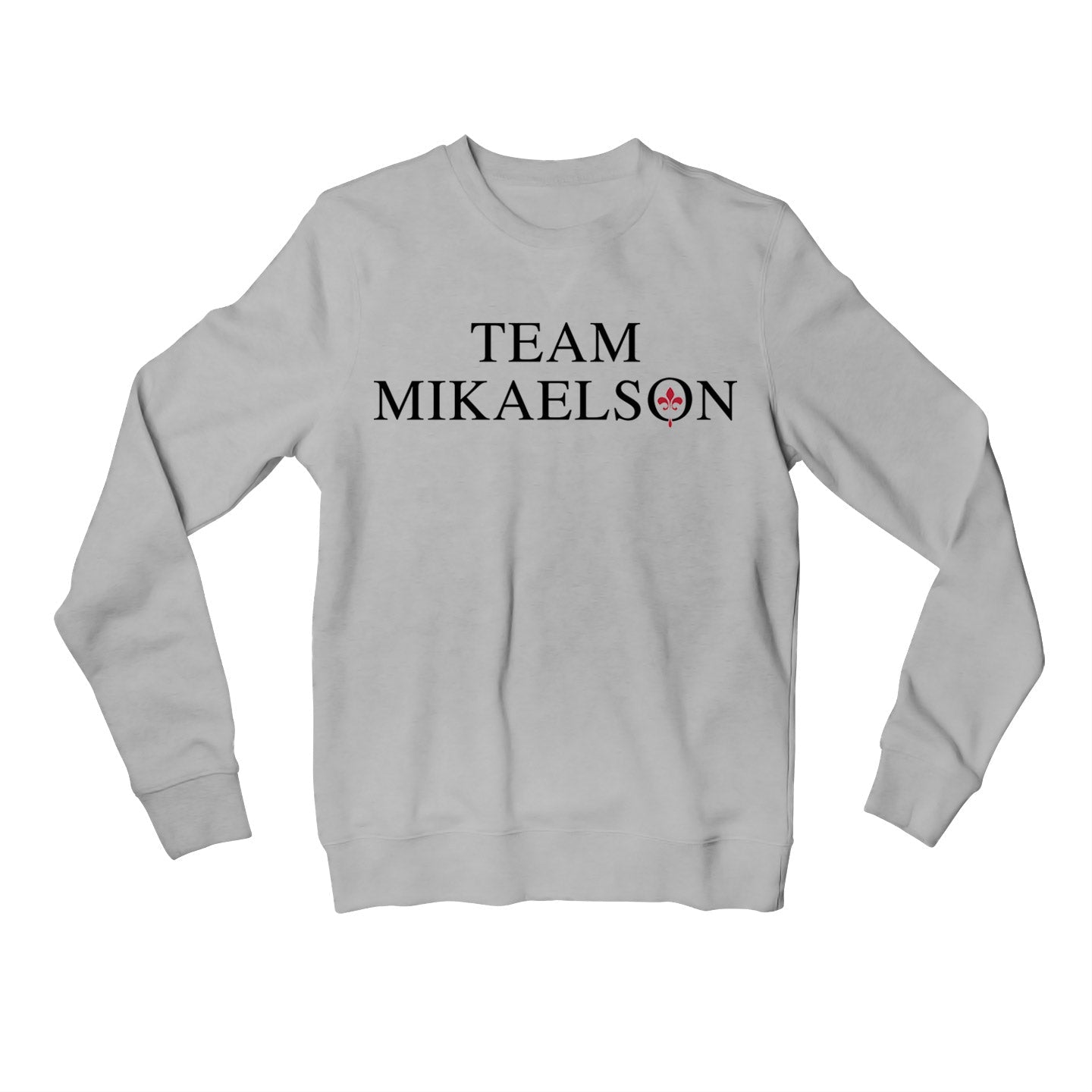 the vampire diaries team mikaelson sweatshirt upper winterwear tv & movies buy online united states of america usa the banyan tee tbt men women girls boys unisex gray tvd stefan elena damon caroline katherine tyler bonnie