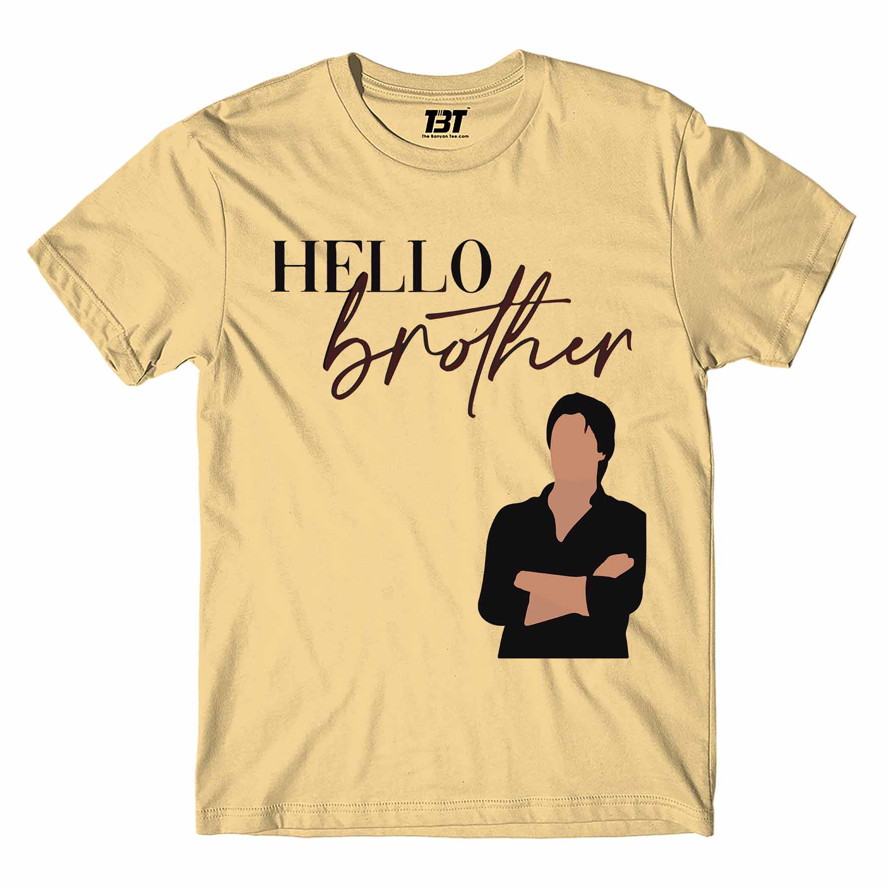 the vampire diaries hello brother t-shirt tv & movies buy online united states of america usa the banyan tee tbt men women girls boys unisex beige tvd stefan elena damon caroline katherine tyler bonnie