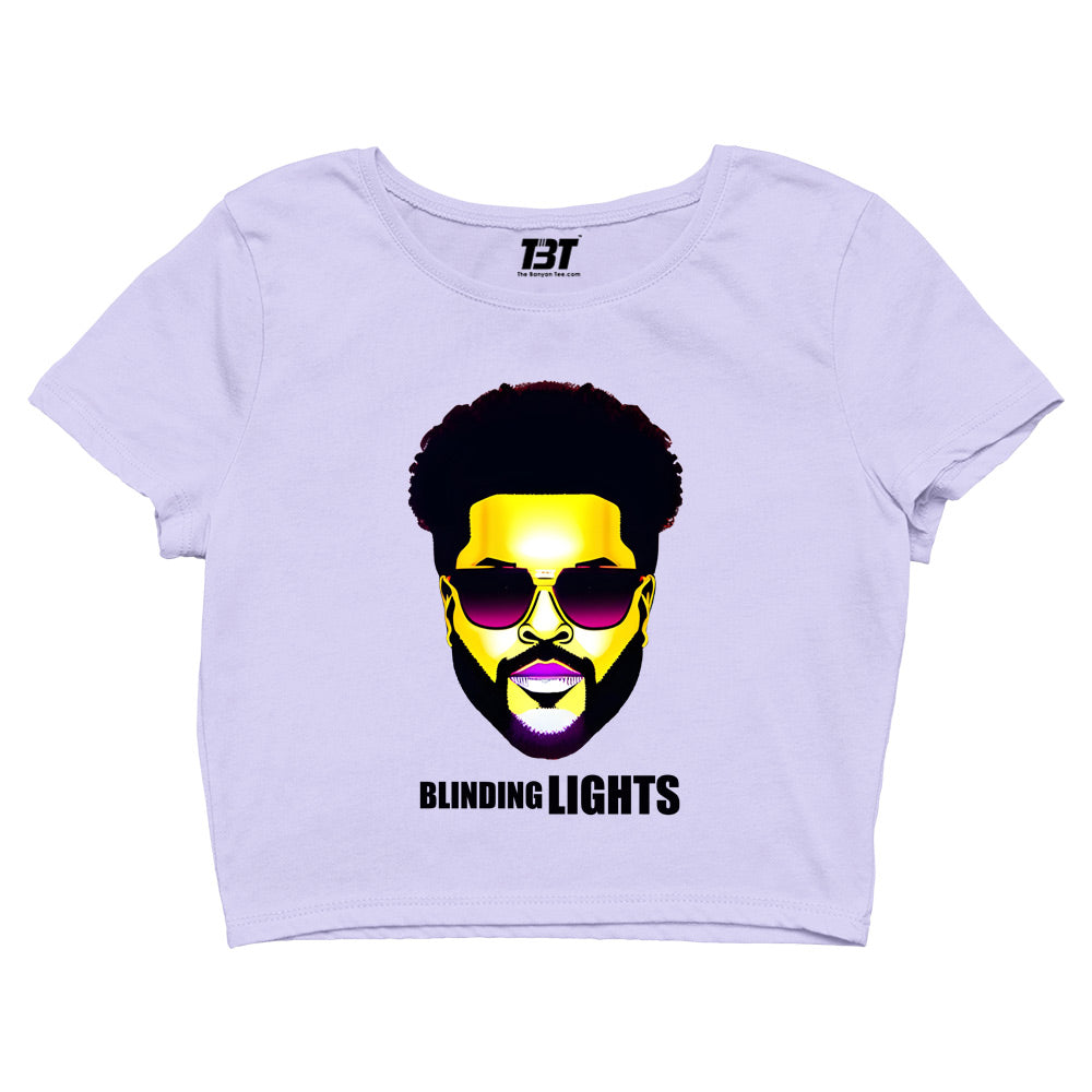 the weeknd blinding lights crop top music band buy online united states of america usa the banyan tee tbt men women girls boys unisex sky blue
