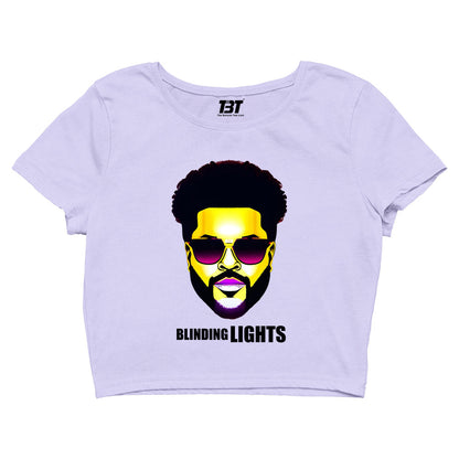 the weeknd blinding lights crop top music band buy online united states of america usa the banyan tee tbt men women girls boys unisex sky blue