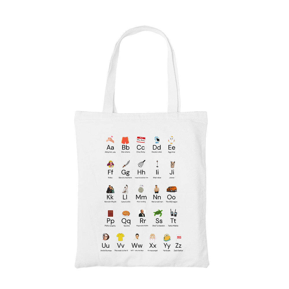 modern family modern alphabet tote bag cotton printed tv & movies buy online united states usa the banyan tee tbt men women girls boys unisex