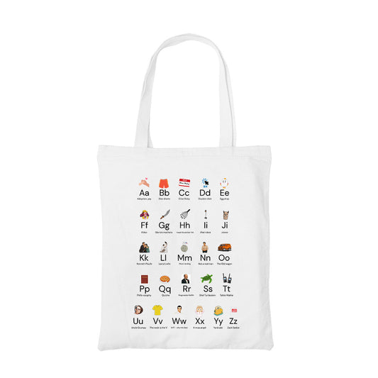 modern family modern alphabet tote bag cotton printed tv & movies buy online united states usa the banyan tee tbt men women girls boys unisex