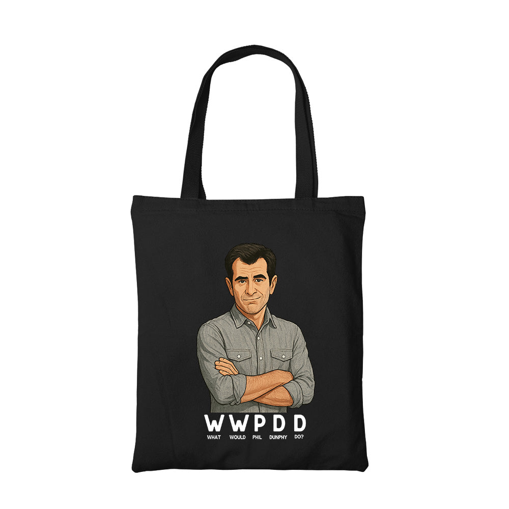 modern family what would phil do tote bag cotton printed tv & movies buy online united states usa the banyan tee tbt men women girls boys unisex