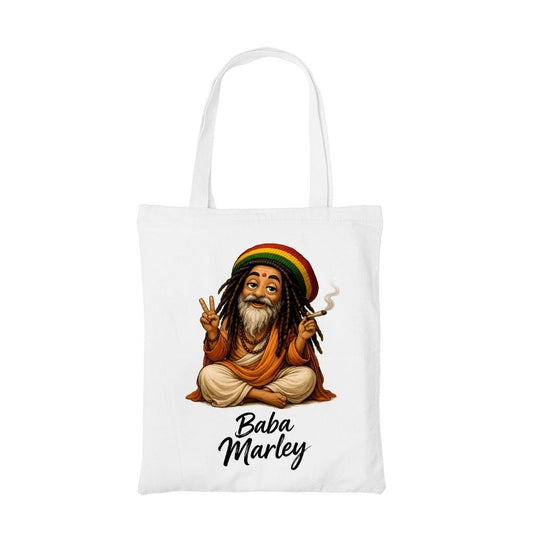 bob marley baba marley tote bag cotton printed music band buy online united states usa the banyan tee tbt men women girls boys unisex  