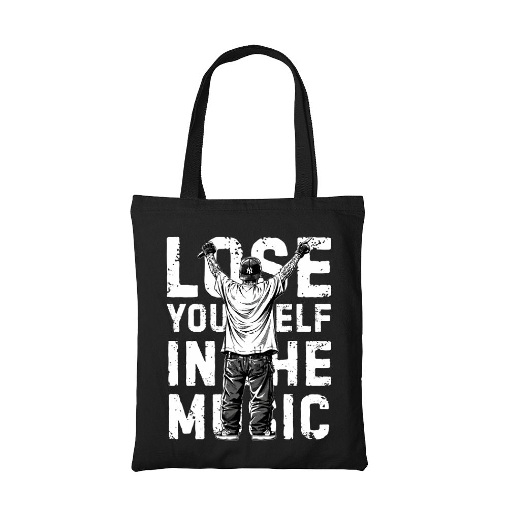 eminem lose yourself in the music tote bag cotton printed music band buy online united states usa the banyan tee tbt men women girls boys unisex  