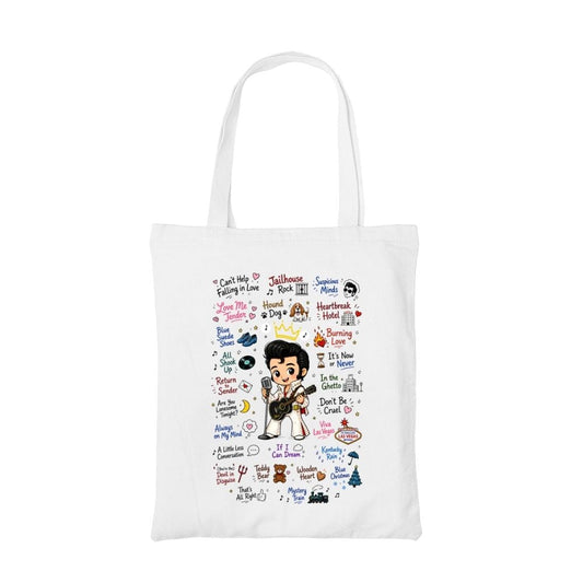 elvis presley rockabilly doodle tote bag cotton printed music band buy online united states usa the banyan tee tbt men women girls boys unisex  