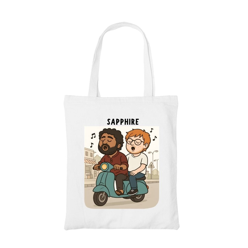 ed sheeran sapphire tote bag cotton printed music band buy online united states usa the banyan tee tbt men women girls boys unisex  