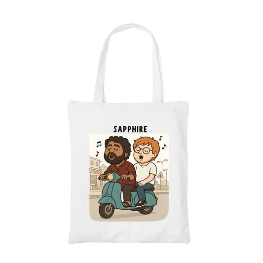 ed sheeran sapphire tote bag cotton printed music band buy online united states usa the banyan tee tbt men women girls boys unisex  