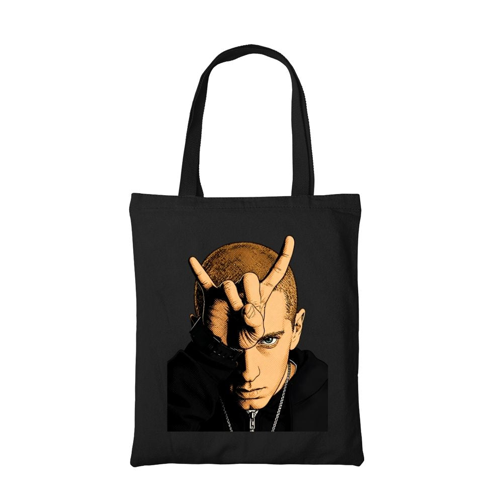eminem bull horn tote bag cotton printed music band buy online united states usa the banyan tee tbt men women girls boys unisex  