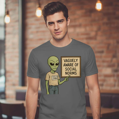 graphic vaguely aware of social norms t-shirt printed graphic stylish buy online united states usa the banyan tee tbt men women girls boys unisex steel grey 