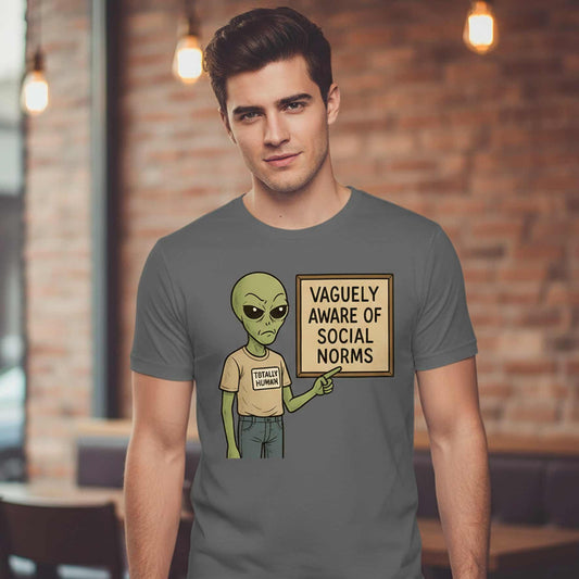 graphic vaguely aware of social norms t-shirt printed graphic stylish buy online united states usa the banyan tee tbt men women girls boys unisex steel grey 