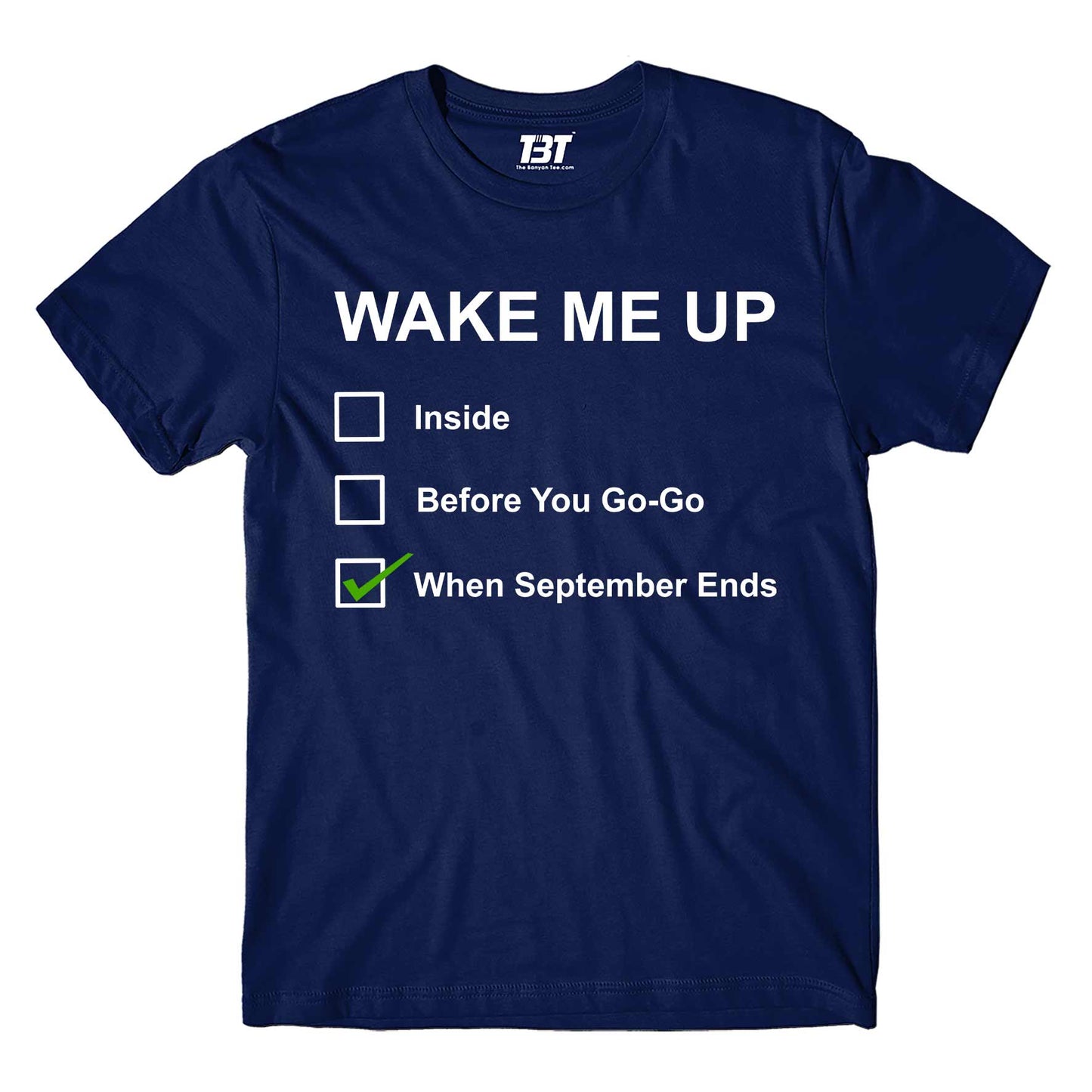 green day wake me up when september ends t-shirt music band buy online united states of america usa the banyan tee tbt men women girls boys unisex navy