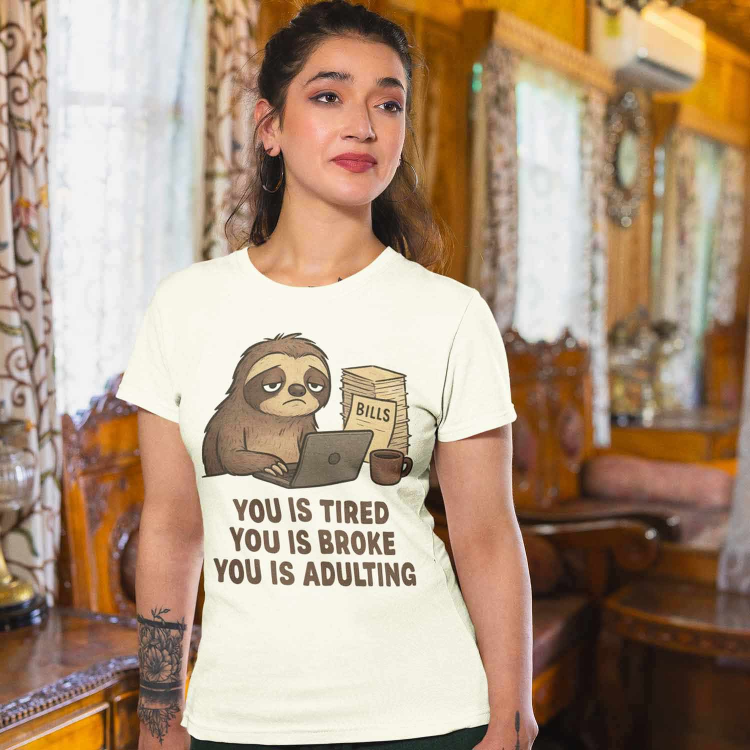 graphic you is adulting t-shirt printed graphic stylish buy online united states usa the banyan tee tbt men women girls boys unisex off white 