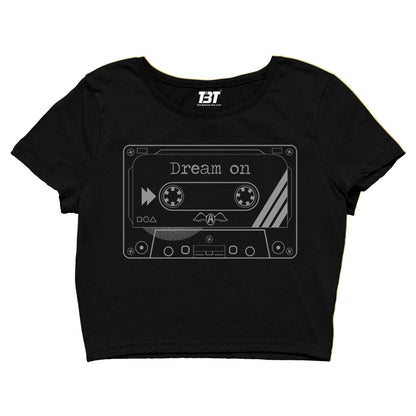 aerosmith dream on crop top music band buy online united states of america usa the banyan tee tbt men women girls boys unisex black