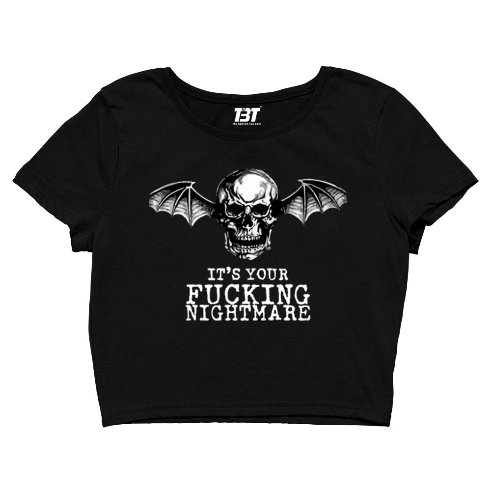 avenged sevenfold nightmare crop top music band buy online united states of america usa the banyan tee tbt men women girls boys unisex black