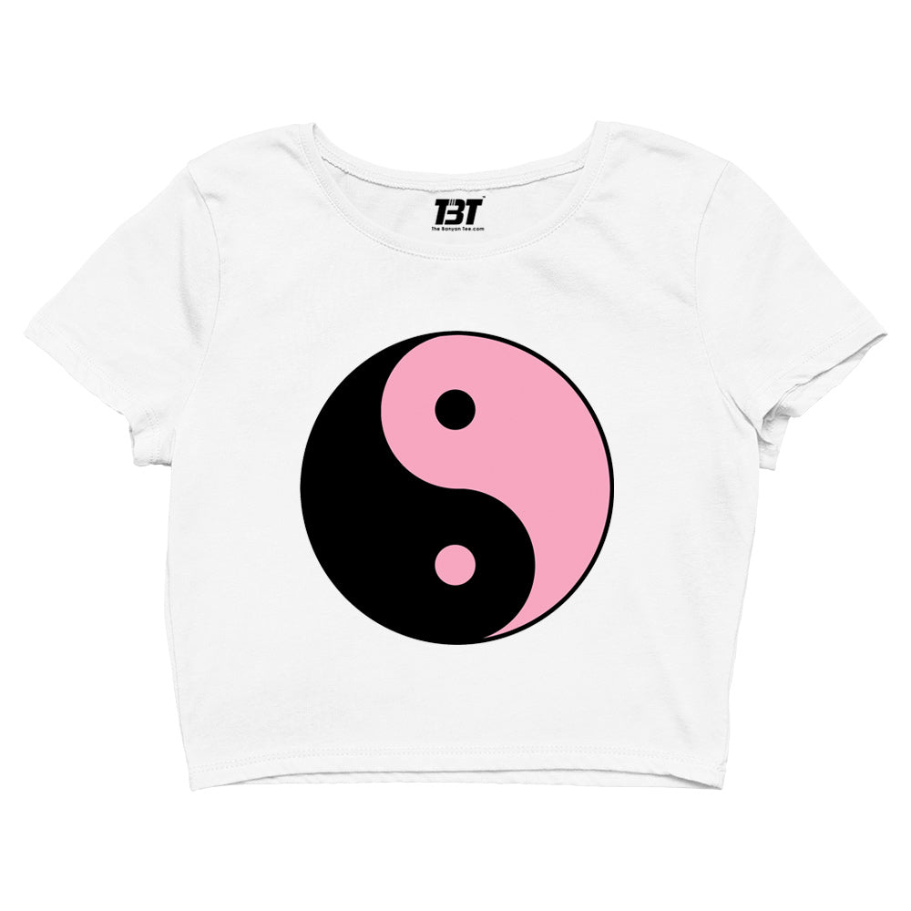 black pink yin yang crop top music band buy online united states of america usa the banyan tee tbt men women girls boys unisex Baby Pink song k pop jennie lisa jisoo rose