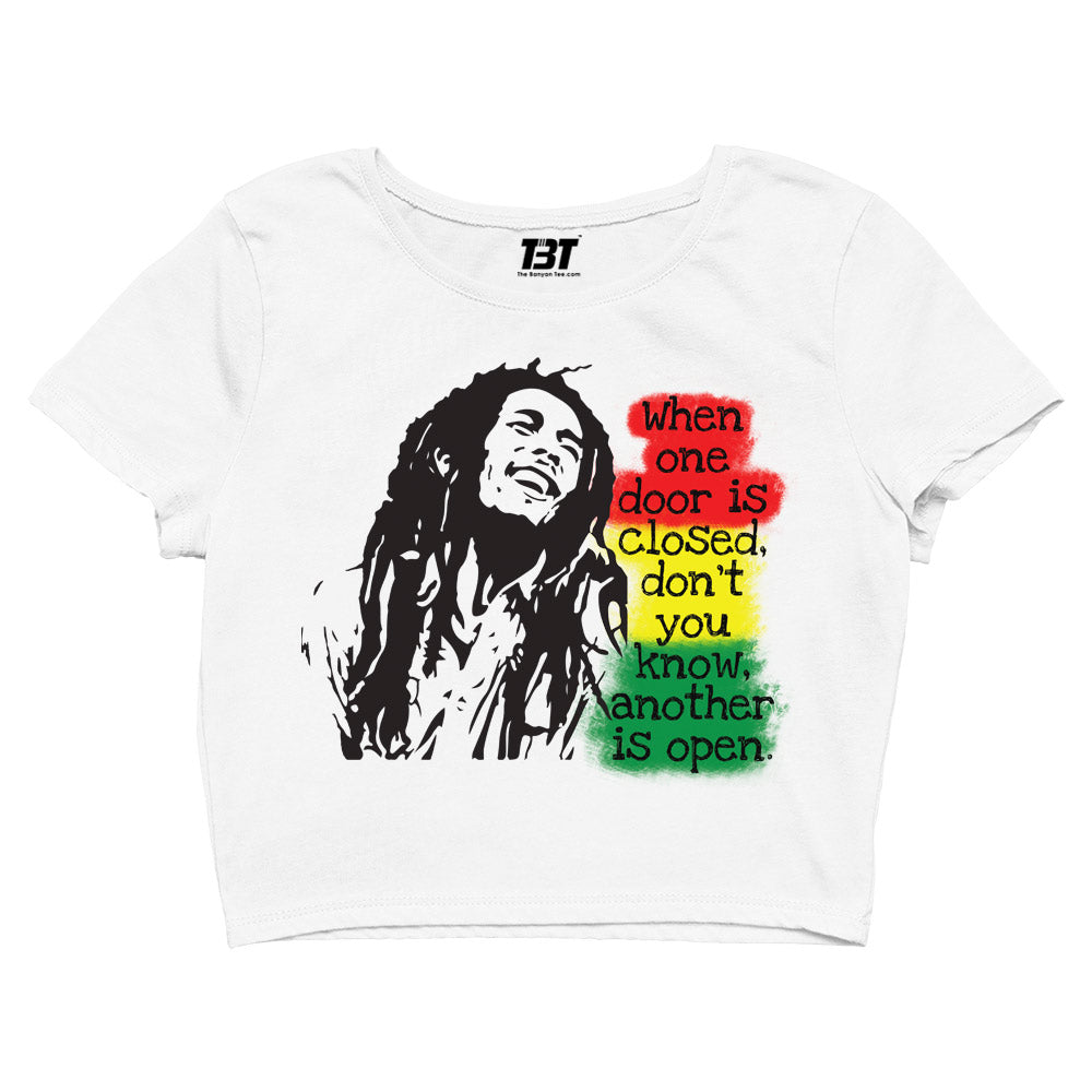 bob marley when one door is closed crop top music band buy online united states of america usa the banyan tee tbt men women girls boys unisex Sky Blue