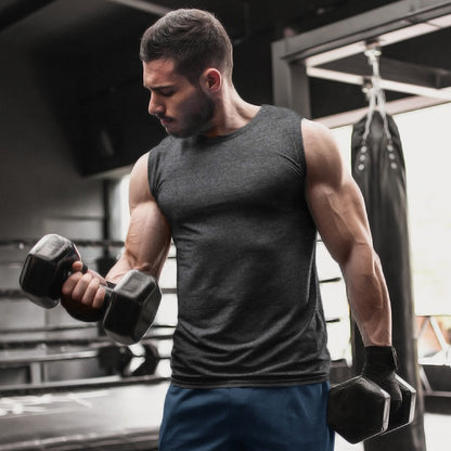 sleeveless t shirt gym vest charcoal melange by the banyan tee united states of america usa gym tshirts by tbt basics