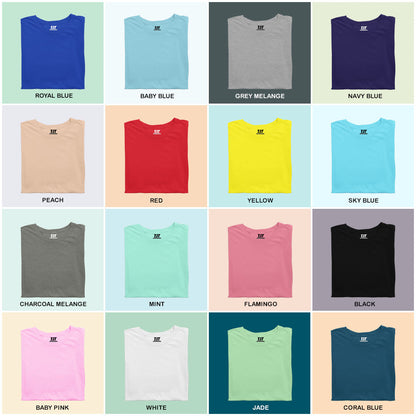 Complete Spectrum Staples Combo Pack Of 12  Multicolor combo Premium cotton T-shirt unisex tees half sleeve crew neck regular fit T-shirt colors available  royal blue baby blue grey melange navy blue peach red yellow sky blue charcoal melange mint flamingo baby pink white jade coral blue