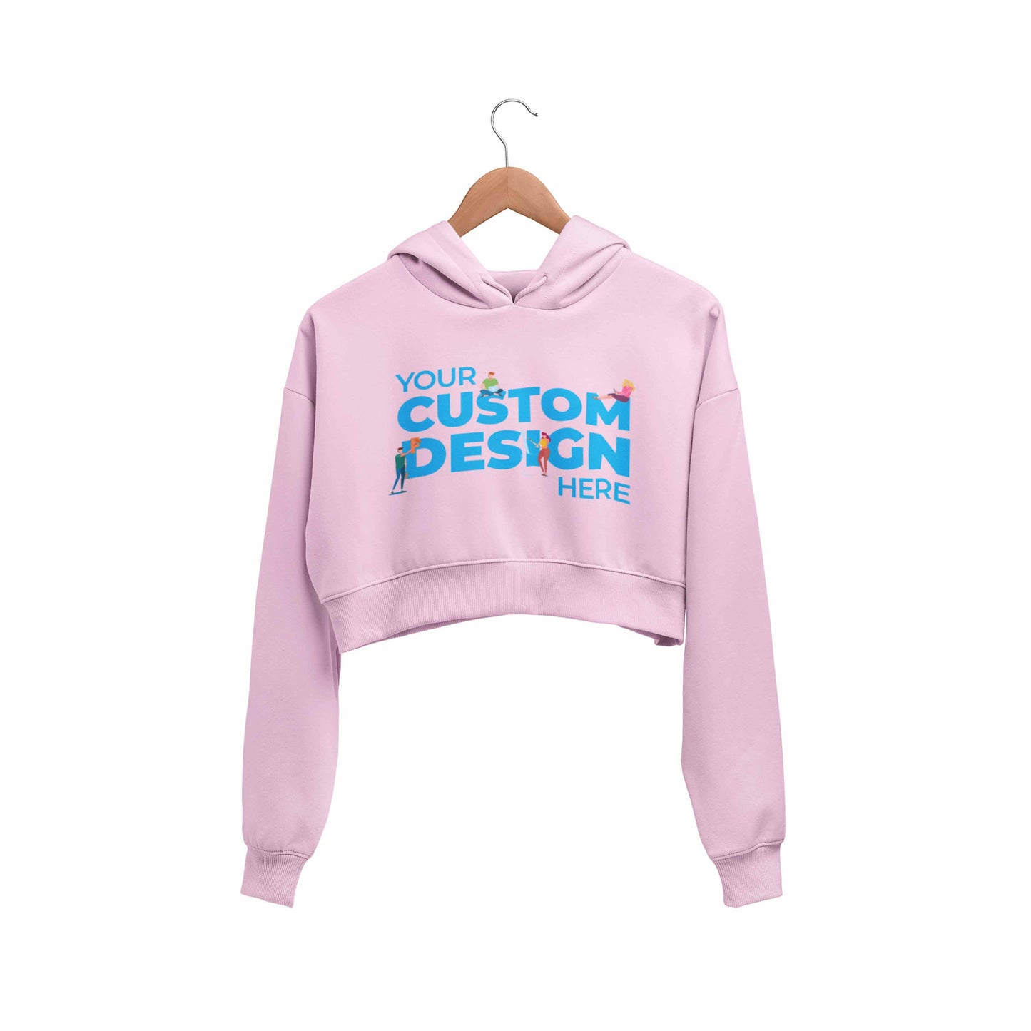 Custom Customizable Personalized Your Design Logo Crop Hoodie Crop Hooded cropped Sweatshirt for Women The Banyan Tee TBT baby pink