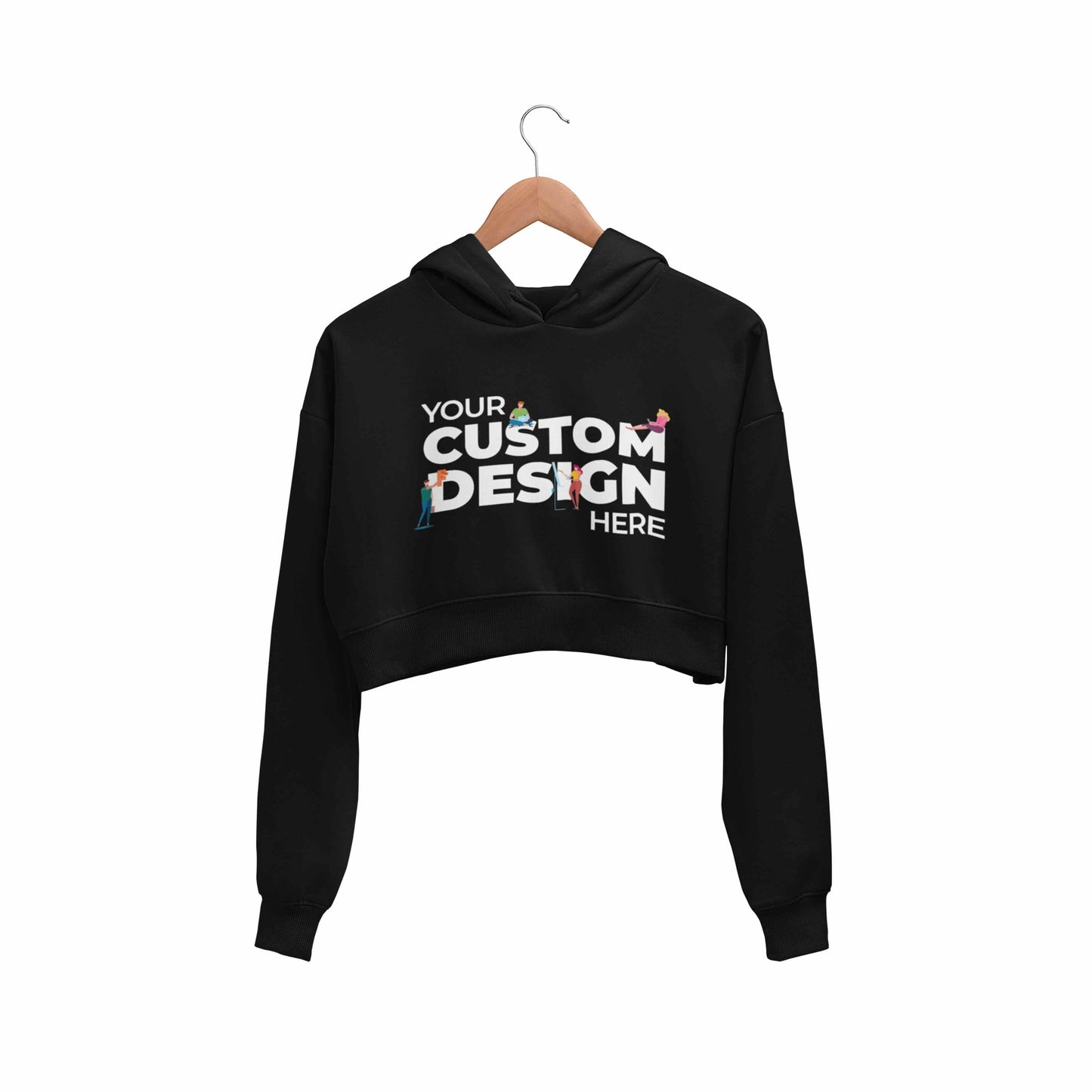 Custom Customizable Personalized Your Design Logo Crop Hoodie Crop Hooded cropped Sweatshirt for Women The Banyan Tee TBT black