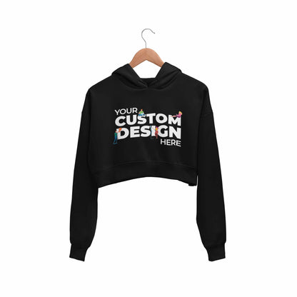 Custom Customizable Personalized Your Design Logo Crop Hoodie Crop Hooded cropped Sweatshirt for Women The Banyan Tee TBT black